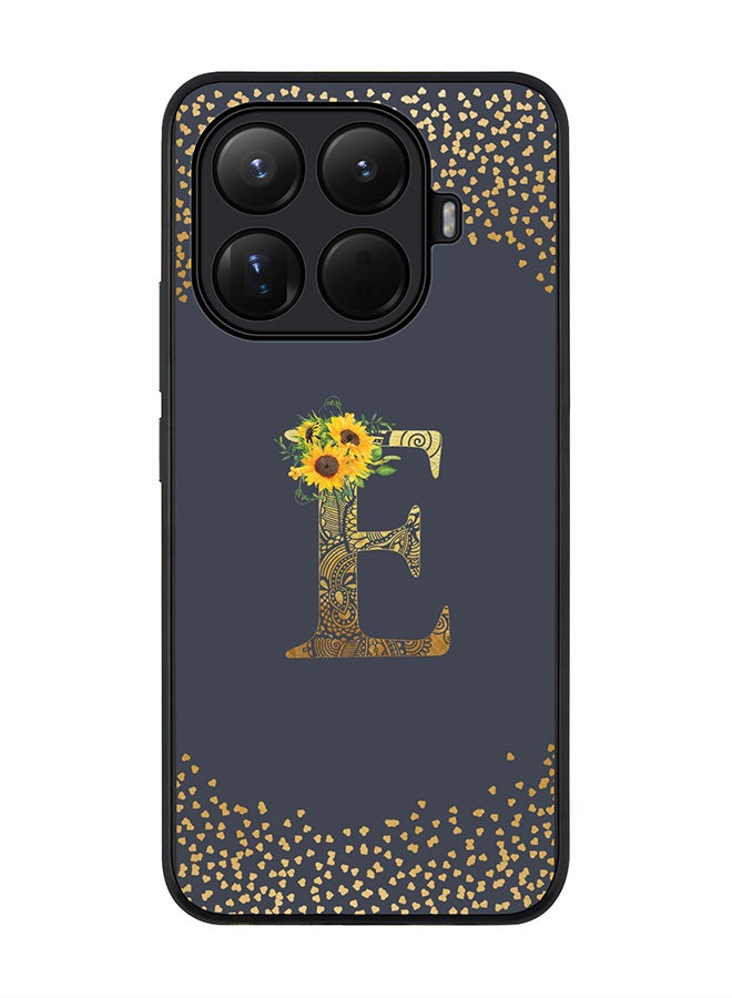 For Xiaomi 15T Pro Case,Slim fit Camera Protection, Shockproof Thin Phone cover  - Custom Floral Monogram - E  (Grey )